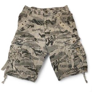 Vintage Y2K JUNYE JEANS Camo Multi-Pocket Cargo Shorts Size 31